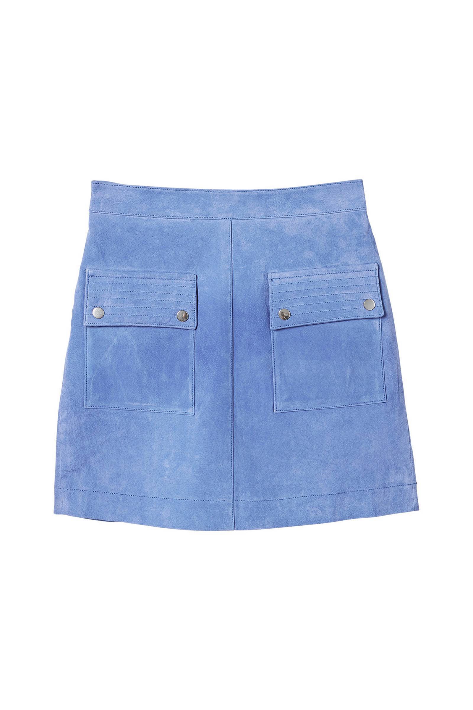 suede rok blauw